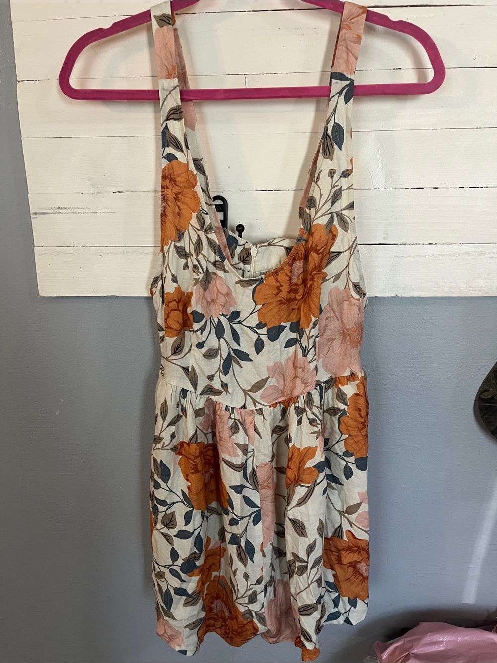 Saltwater Luxe Floral Sleeveless Romper in Cream, Orange & Blush